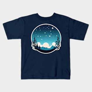 night stars with trees Kids T-Shirt